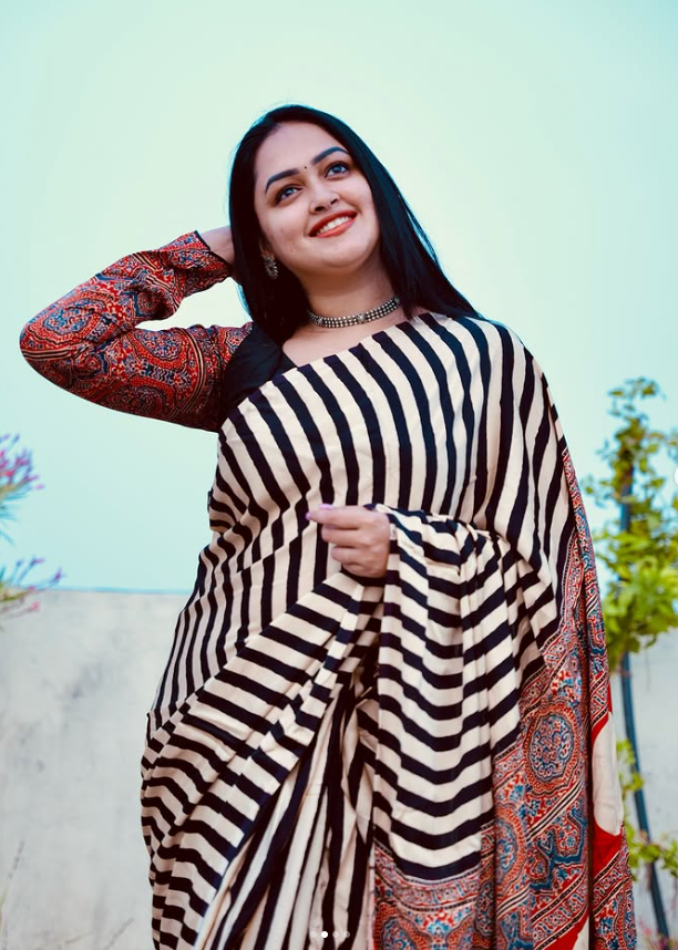 Ajrakh Handblock Print Premium Saree