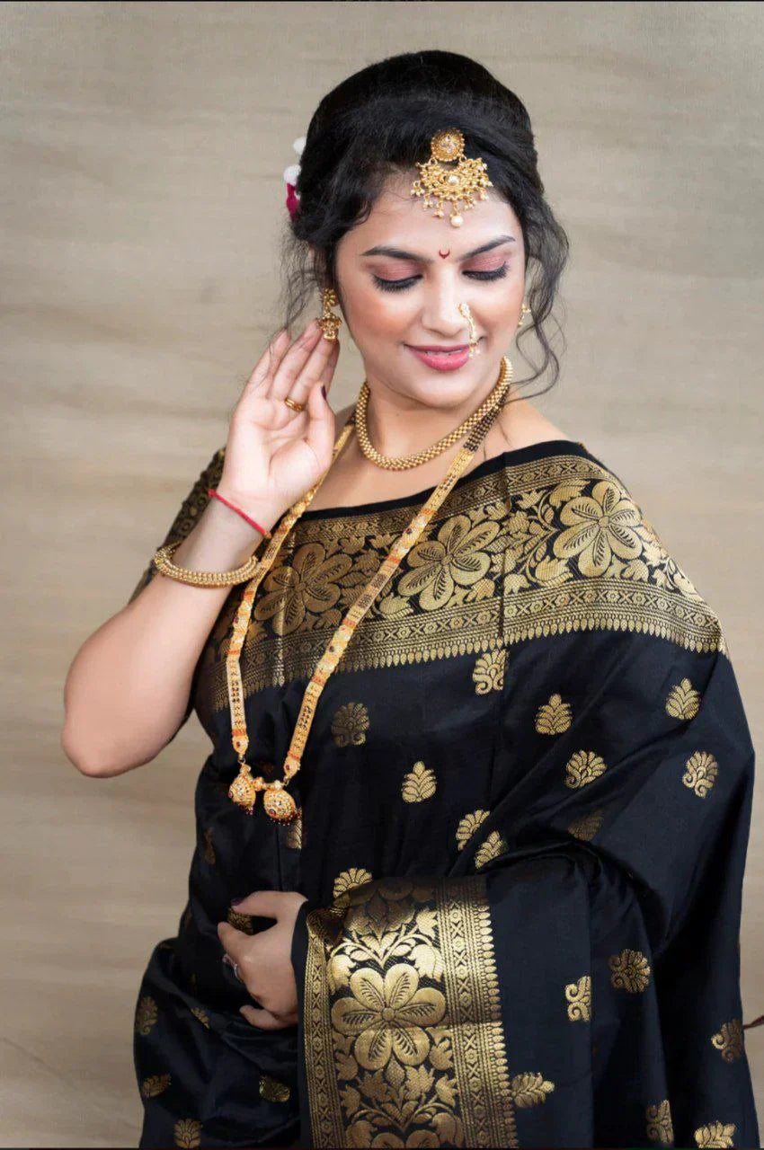 Black Silk Woven Banarasi Saree