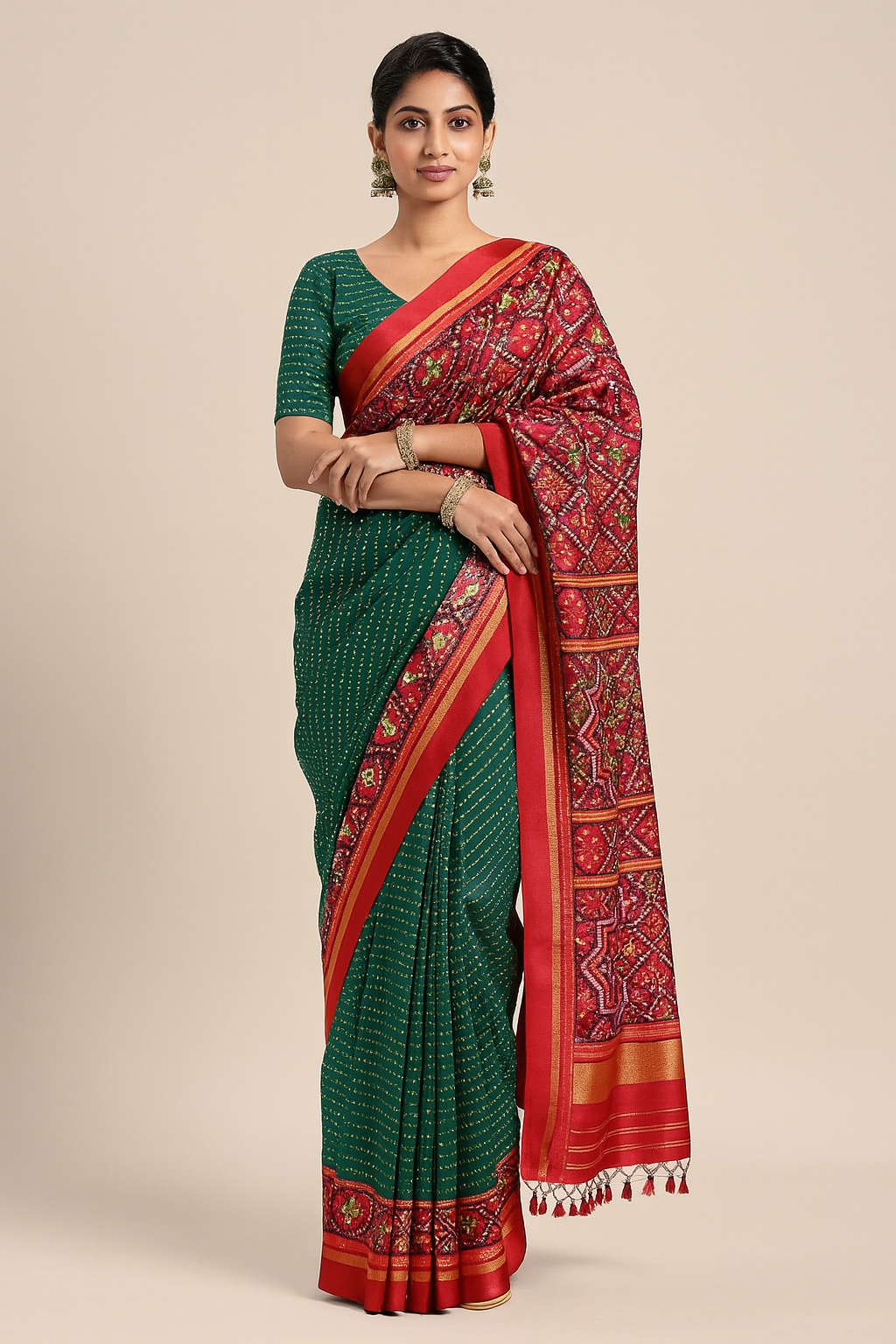Sawan Festive Special Silk Saree with Patola Bandhani Print