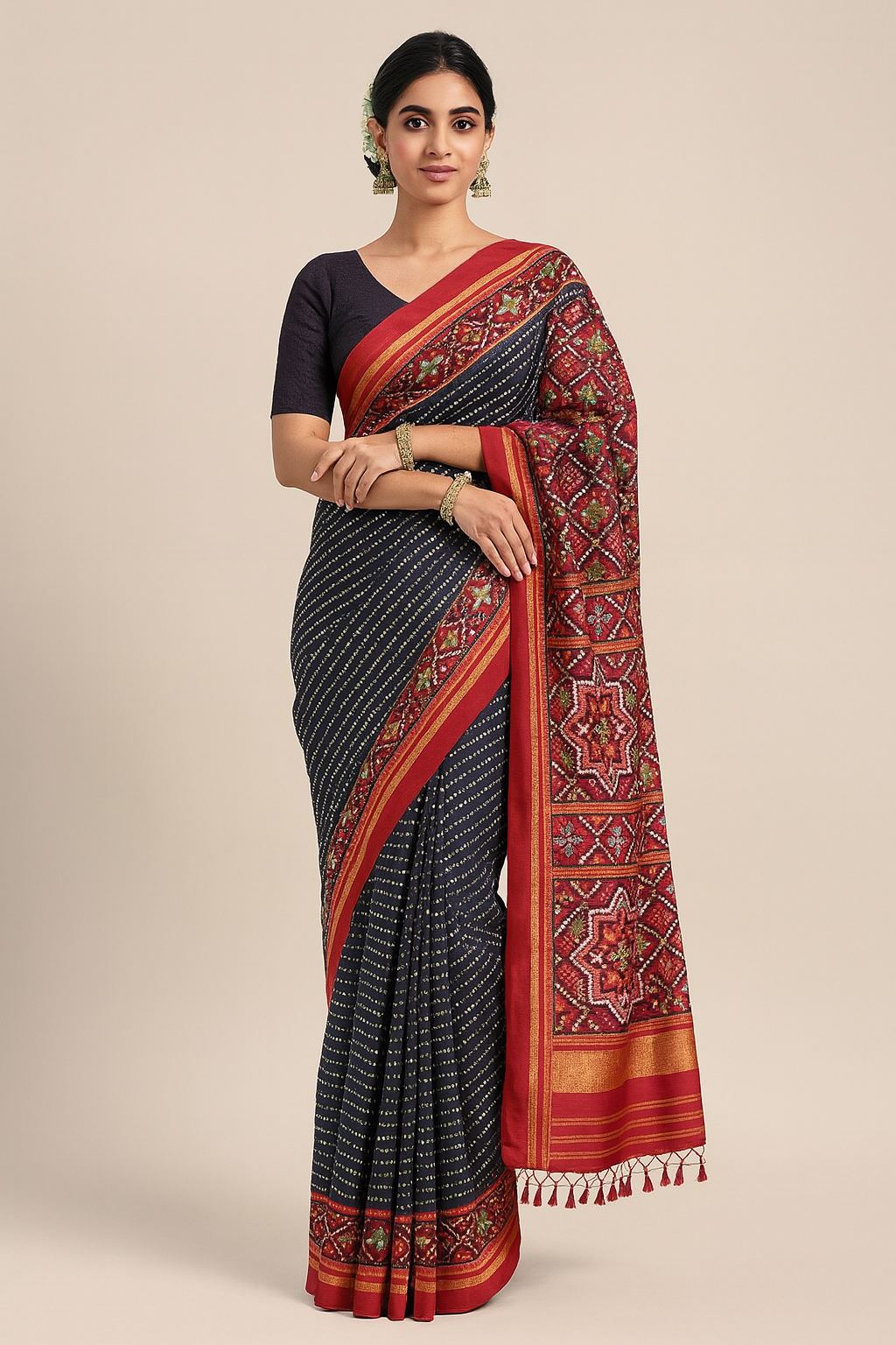 Sawan Festive Special Silk Saree with Patola Bandhani Print