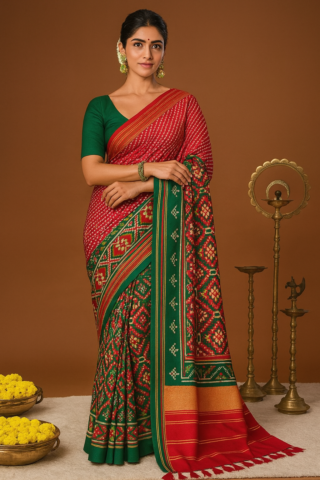 Sawan Festive Special Silk Saree with Patola Bandhani Print