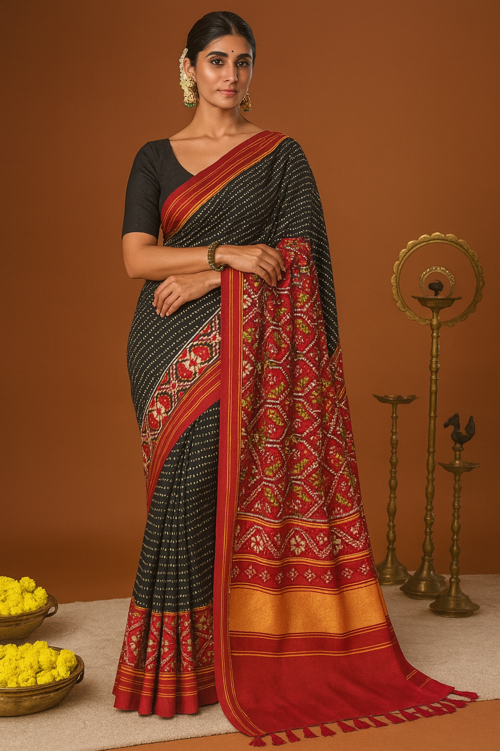 Sawan Festive Special Silk Saree with Patola Bandhani Print