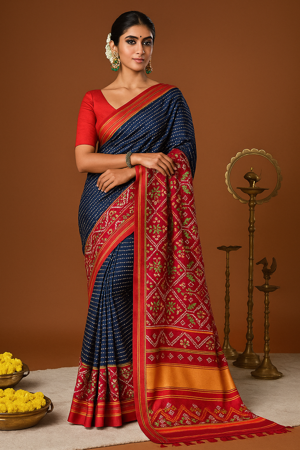 Sawan Festive Special Silk Saree with Patola Bandhani Print