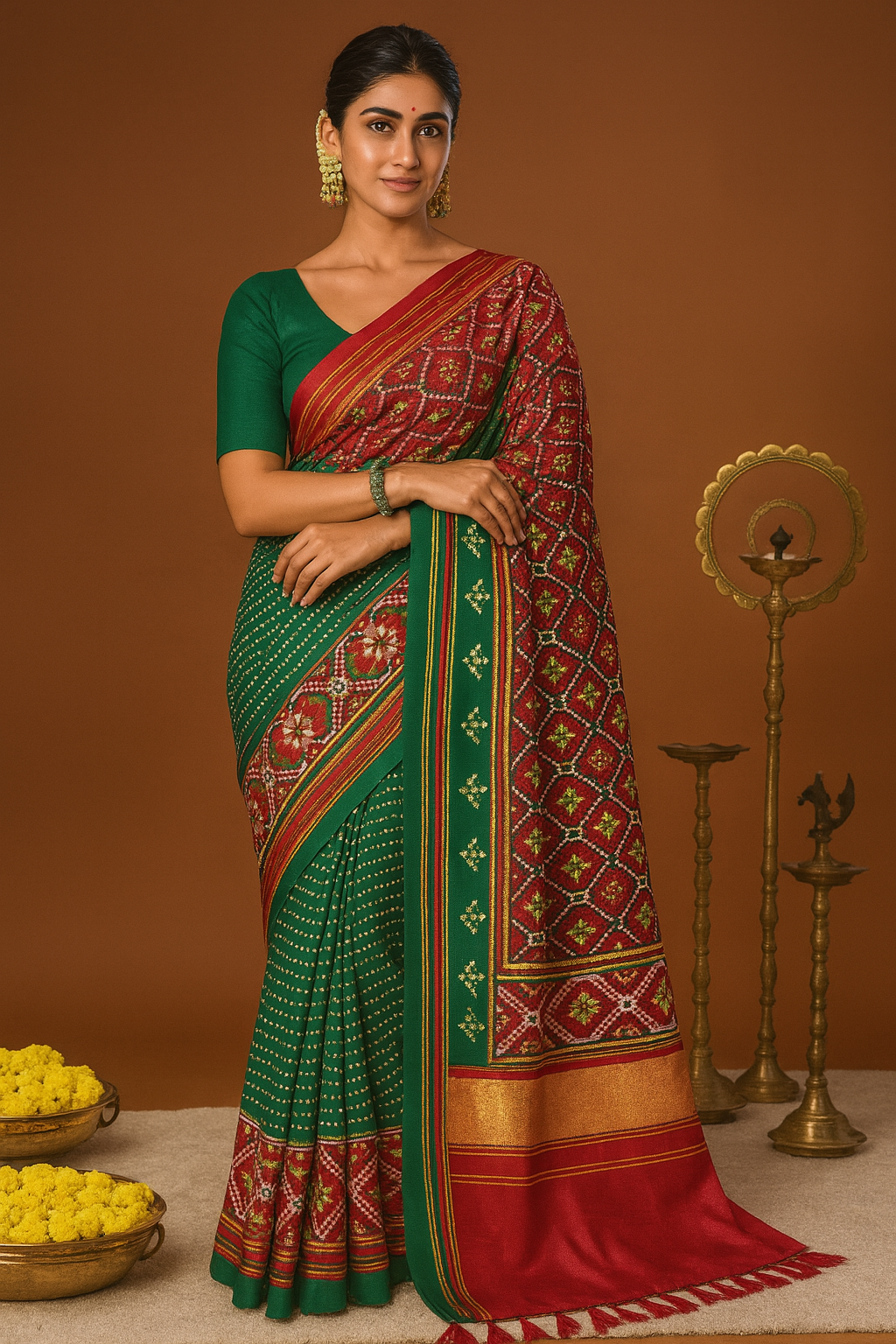 Sawan Festive Special Silk Saree with Patola Bandhani Print