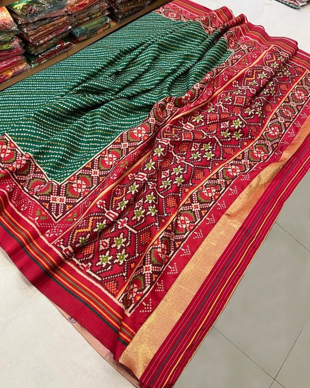 Sawan Festive Special Silk Saree with Patola Bandhani Print