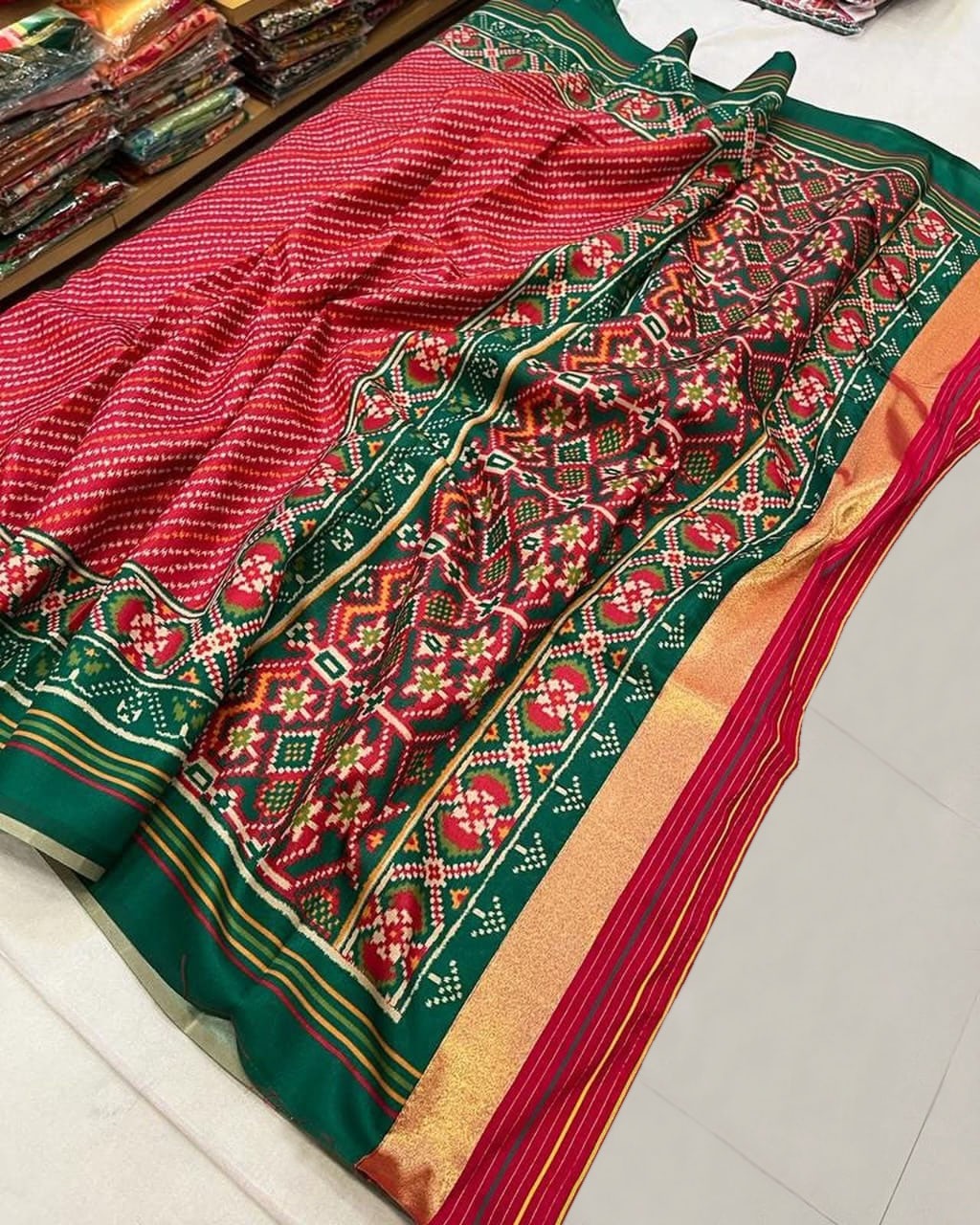 Sawan Festive Special Silk Saree with Patola Bandhani Print
