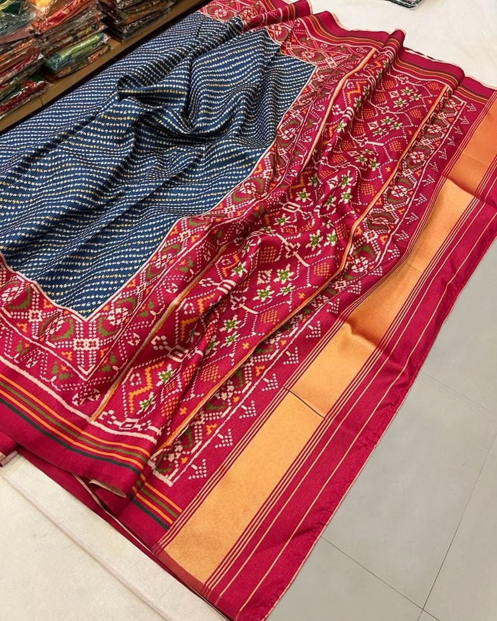 Sawan Festive Special Silk Saree with Patola Bandhani Print