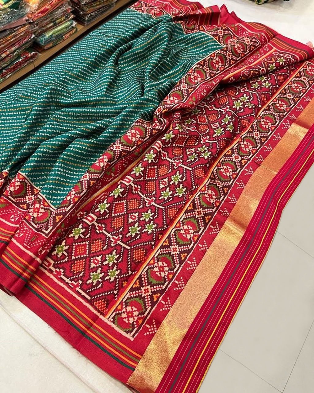 Sawan Festive Special Silk Saree with Patola Bandhani Print