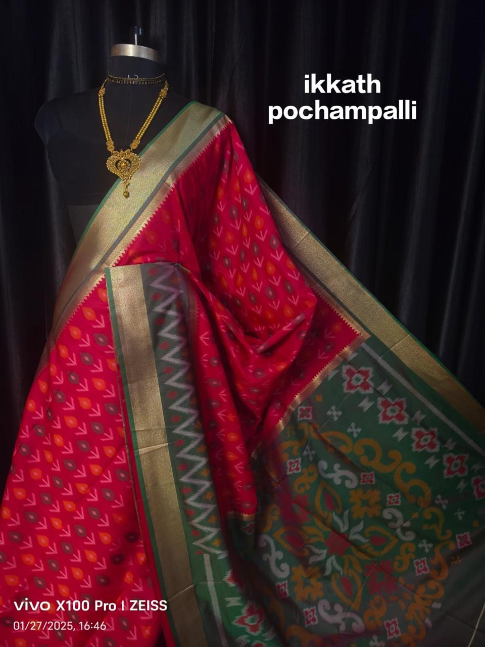 Designer Ikkat Silk Saree | Authentic Pochampally Pattu