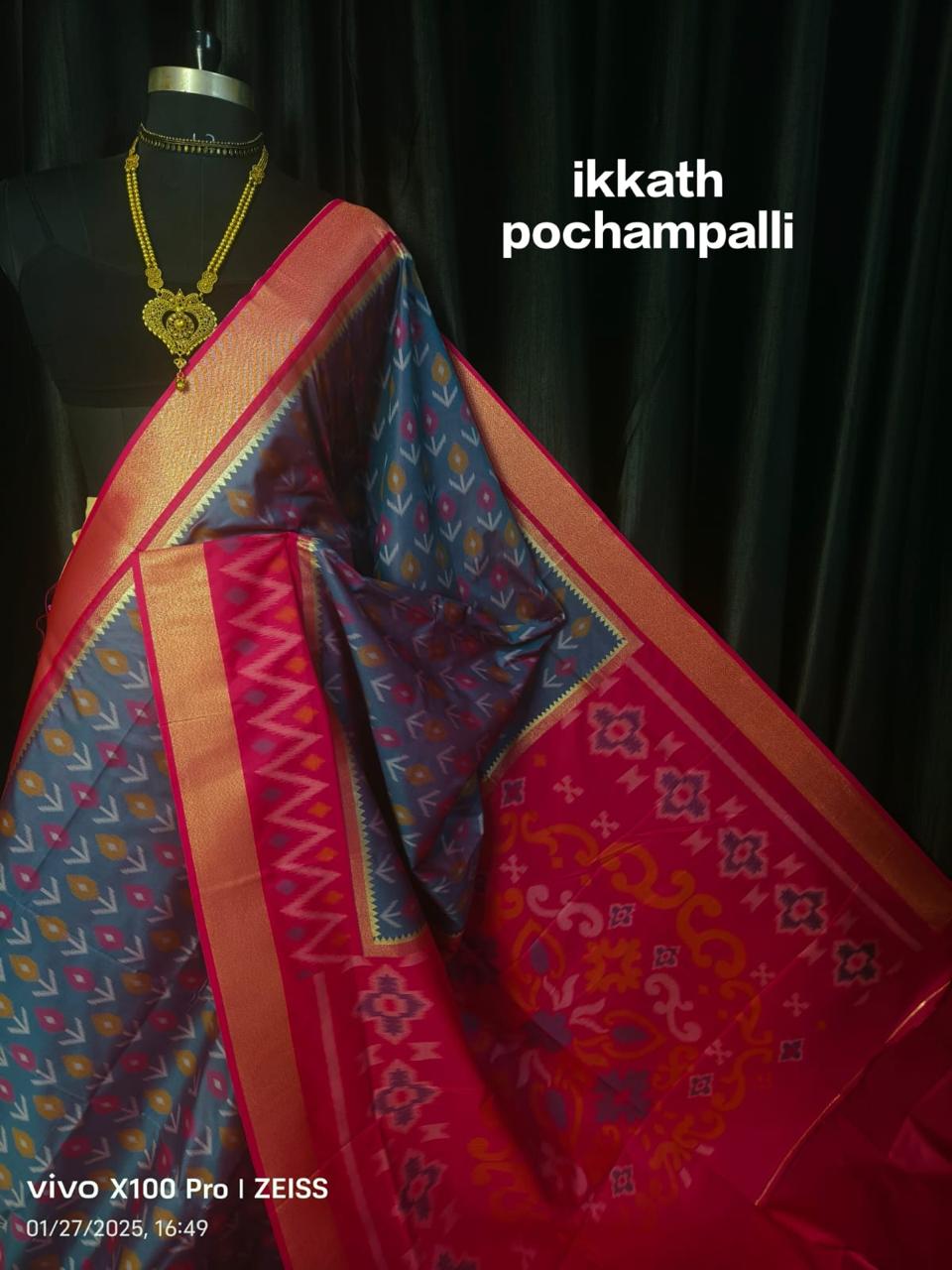 Designer Ikkat Silk Saree | Authentic Pochampally Pattu