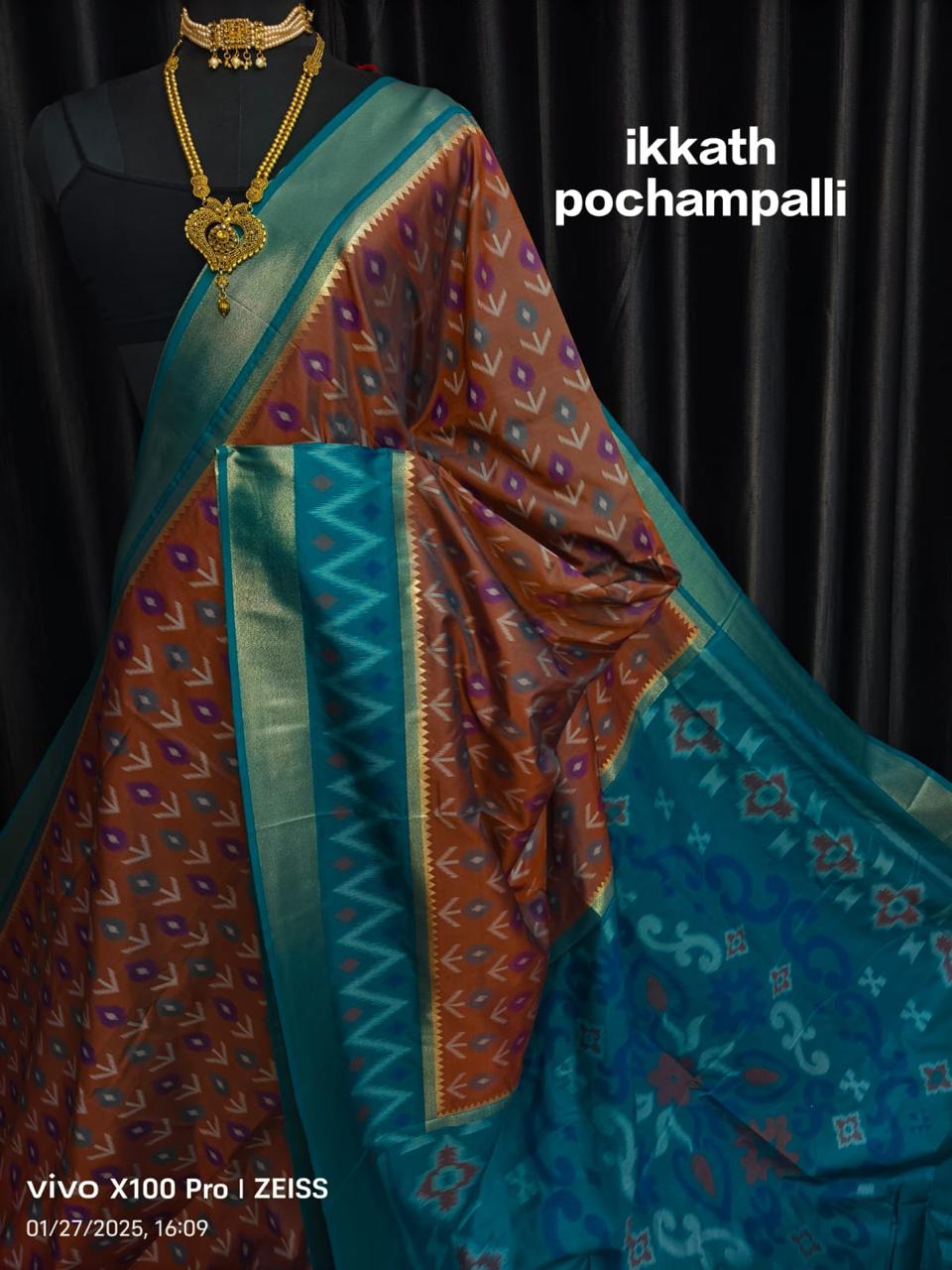 Designer Ikkat Silk Saree | Authentic Pochampally Pattu