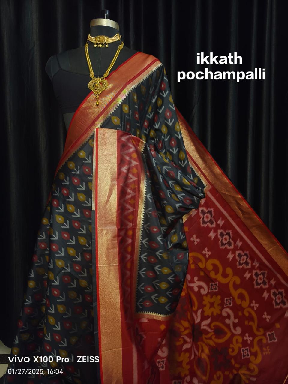 Designer Ikkat Silk Saree | Authentic Pochampally Pattu