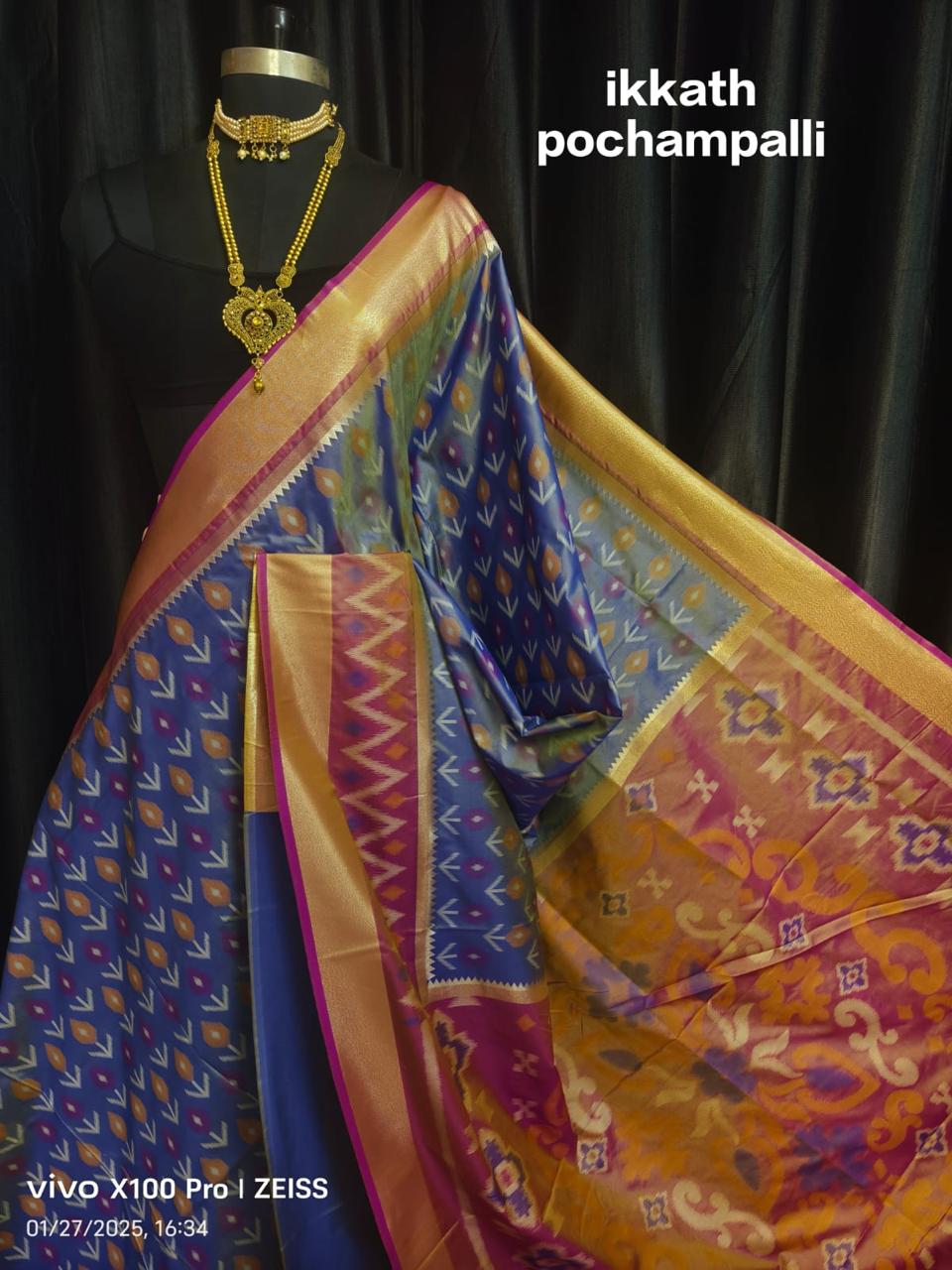 Designer Ikkat Silk Saree | Authentic Pochampally Pattu