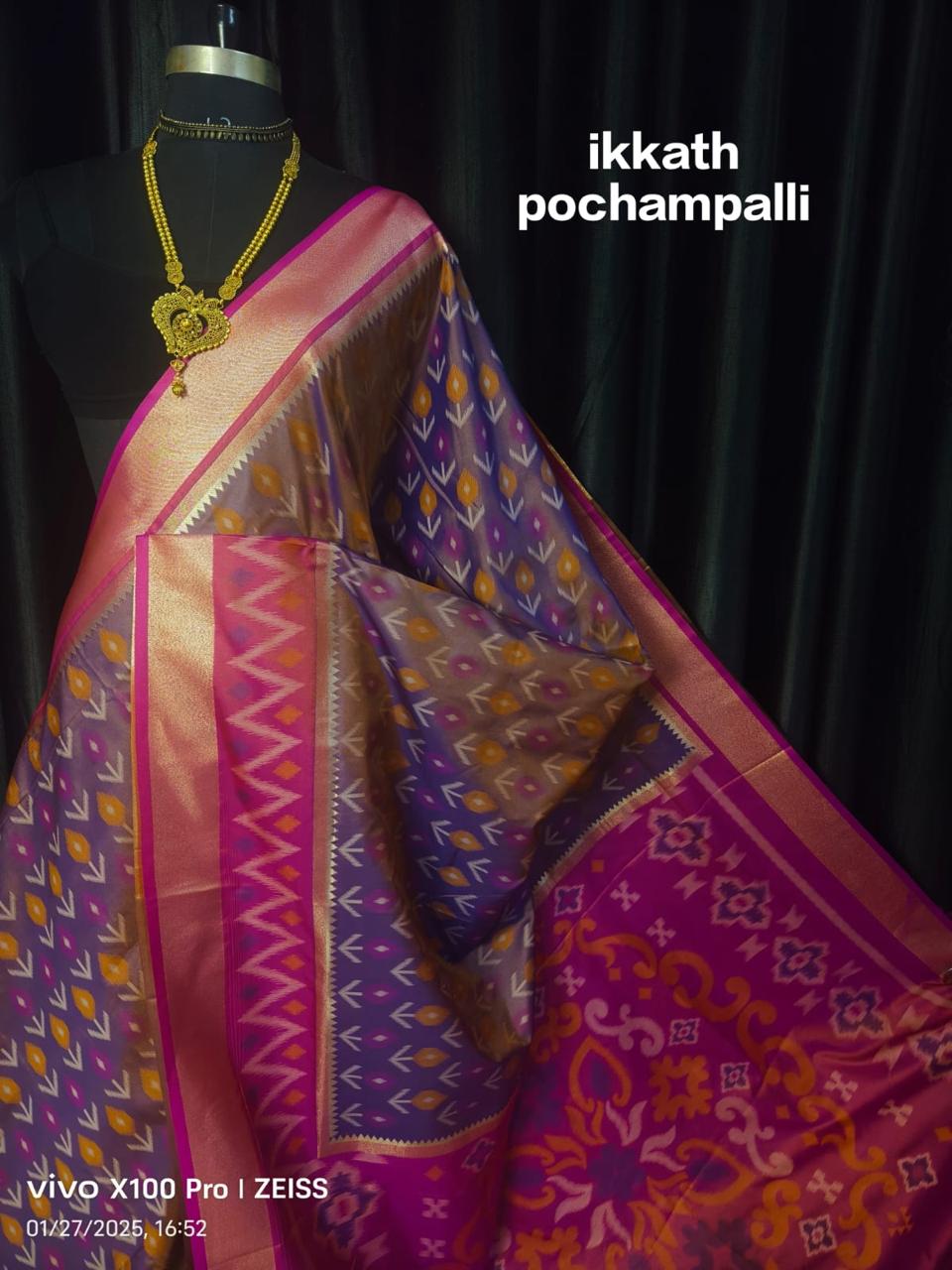 Designer Ikkat Silk Saree | Authentic Pochampally Pattu