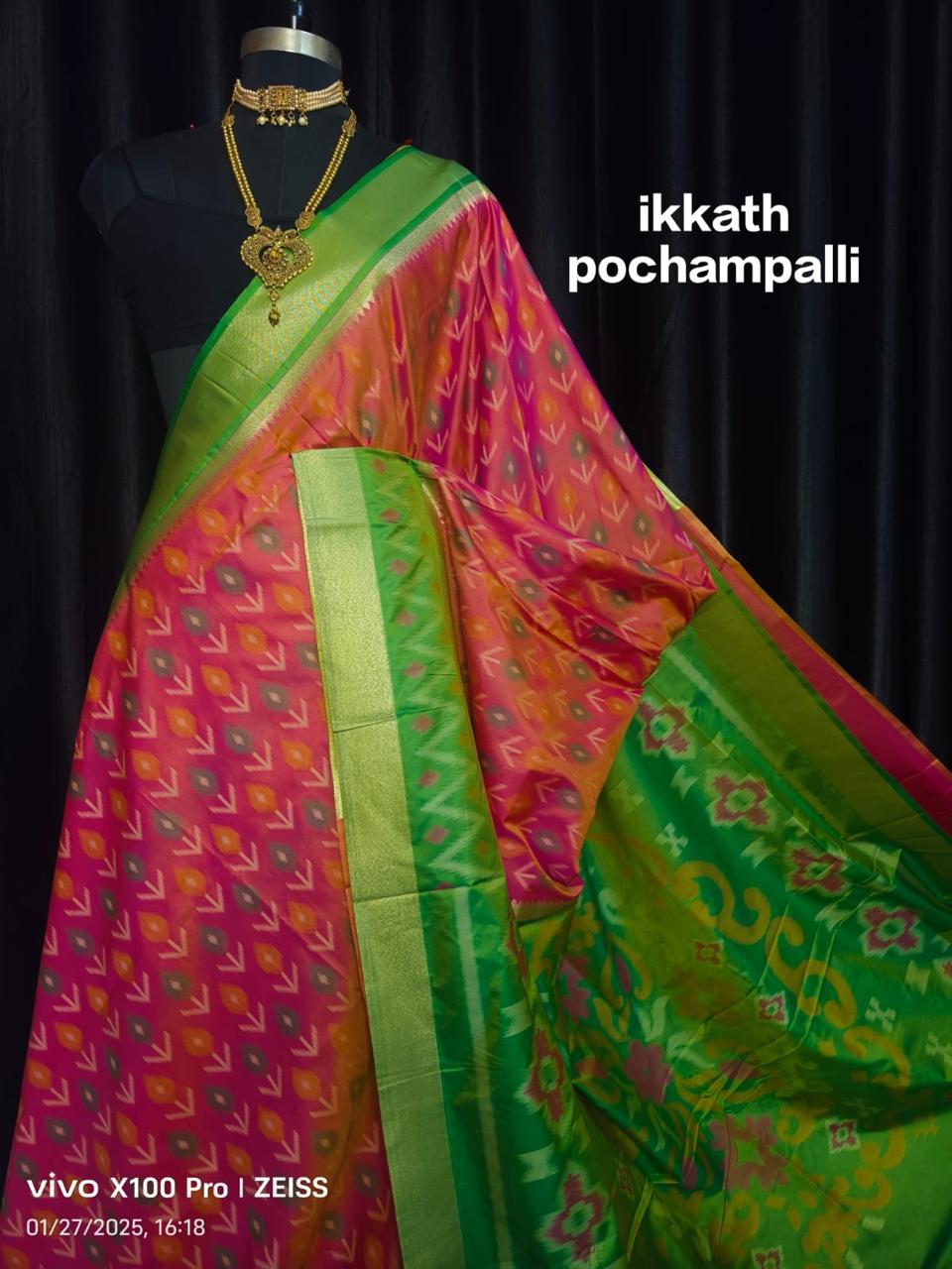 Designer Ikkat Silk Saree | Authentic Pochampally Pattu