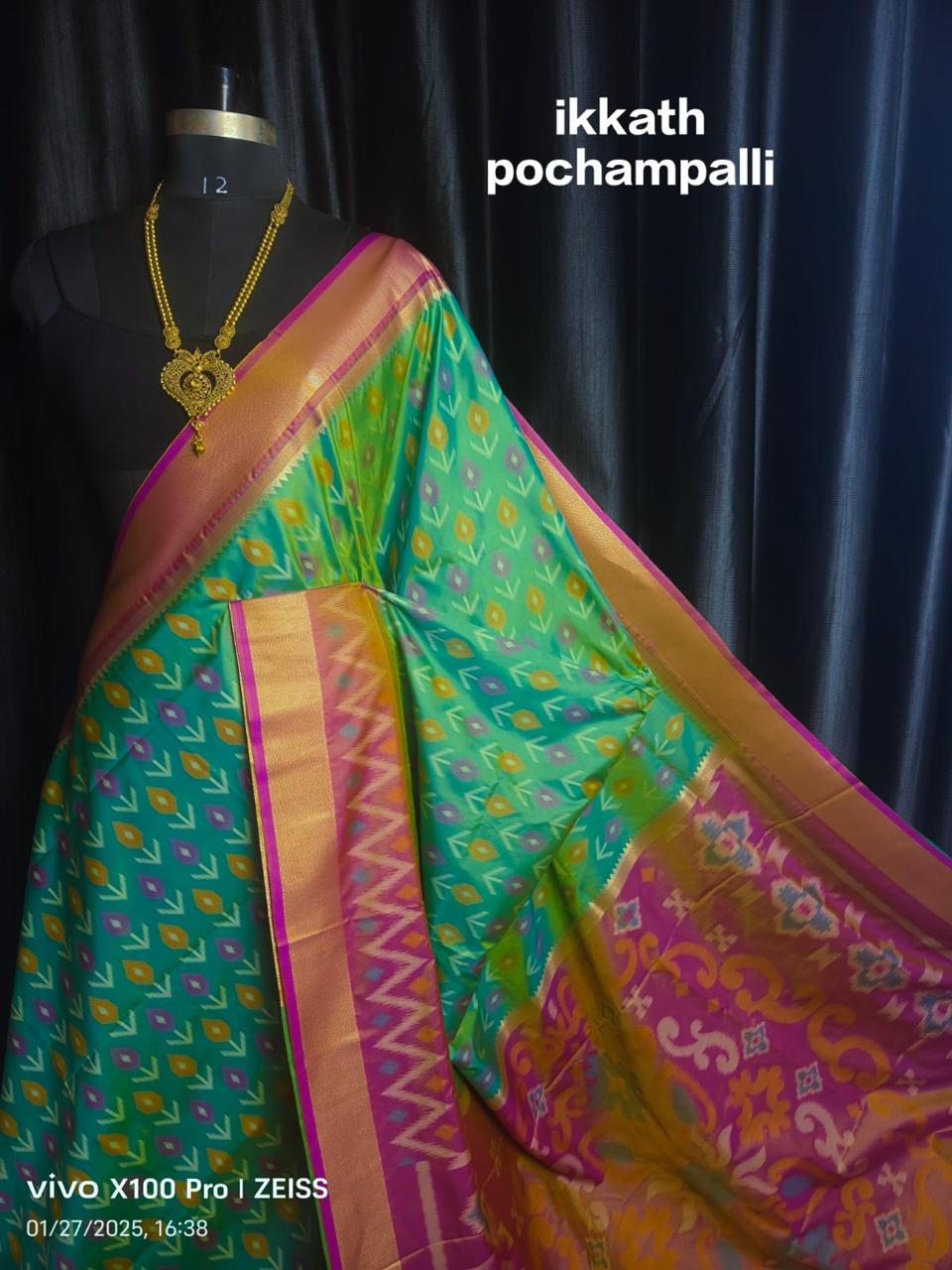 Designer Ikkat Silk Saree | Authentic Pochampally Pattu