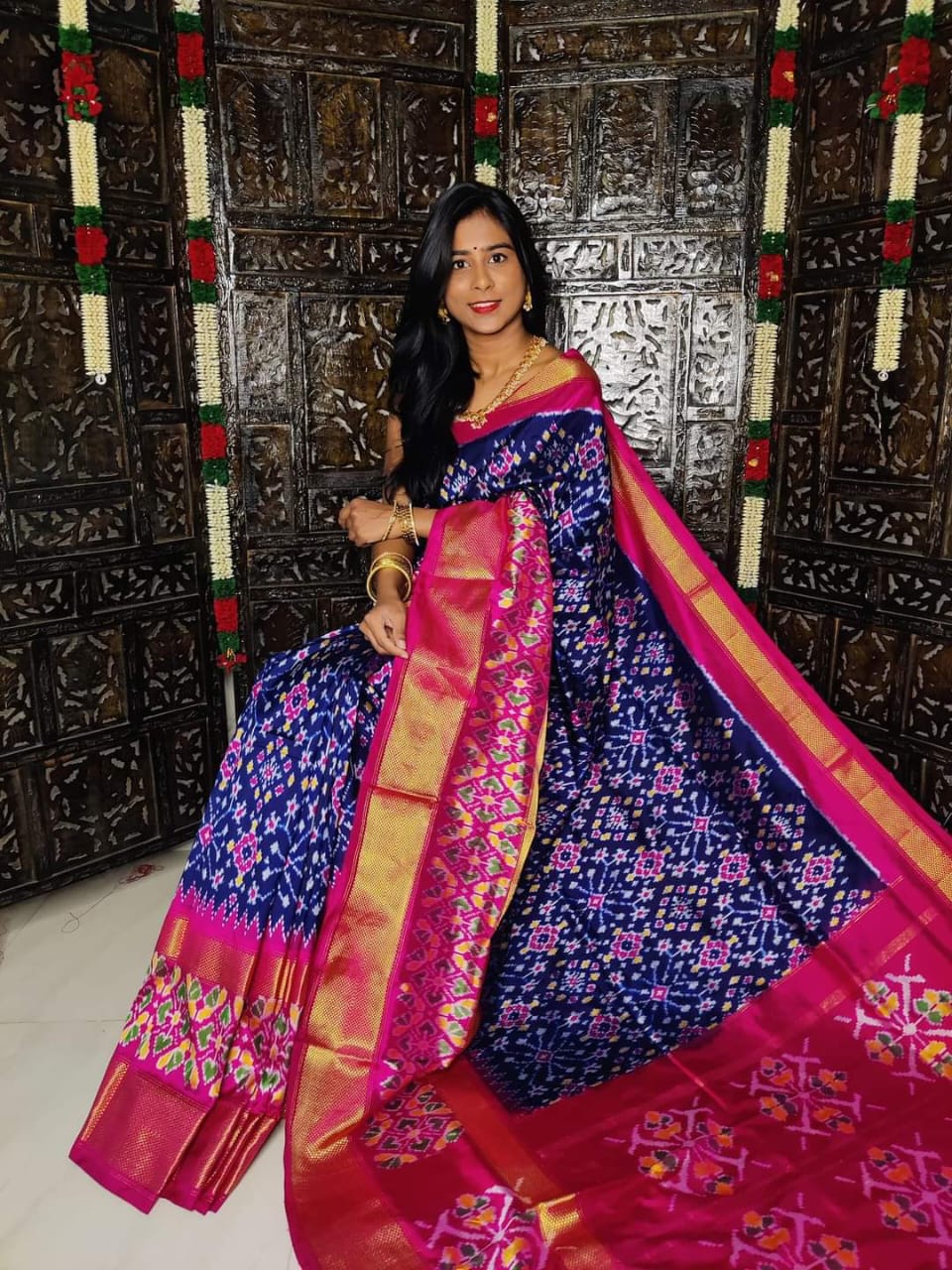 Designer Ikkat Silk Saree | Authentic Pochampally Pattu