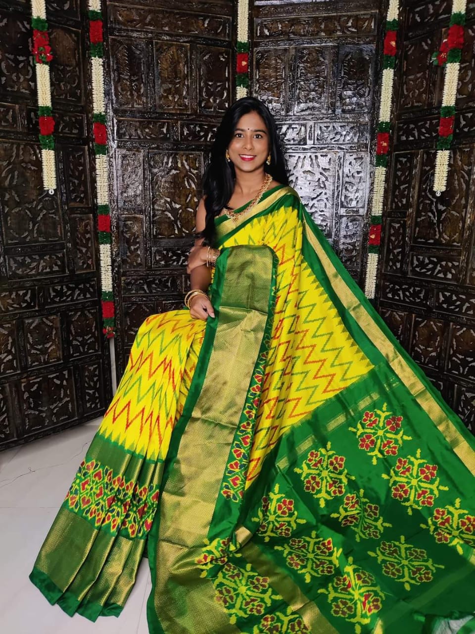 Designer Ikkat Silk Saree | Authentic Pochampally Pattu