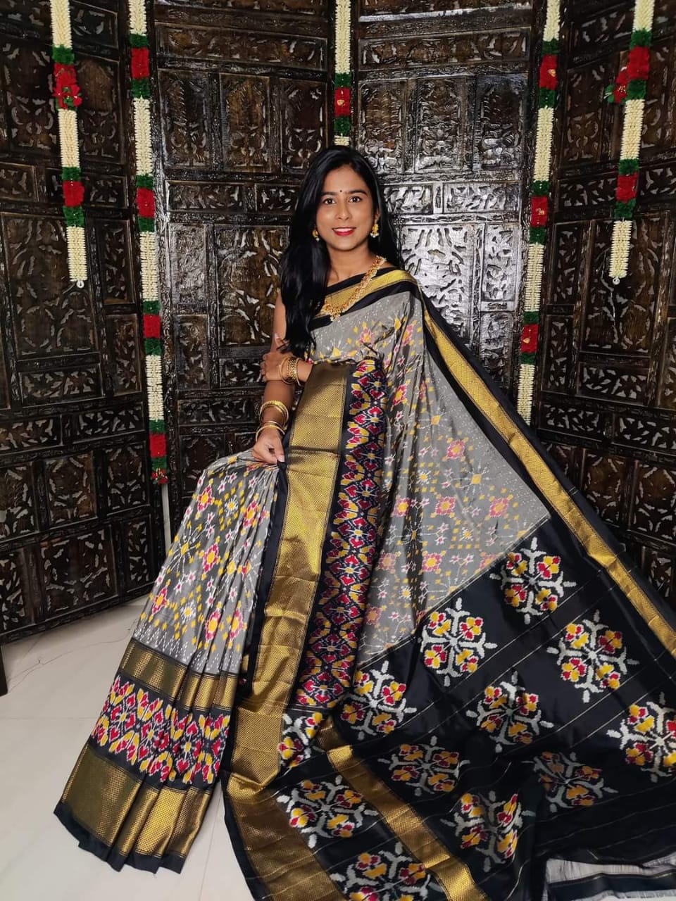 Designer Ikkat Silk Saree | Authentic Pochampally Pattu