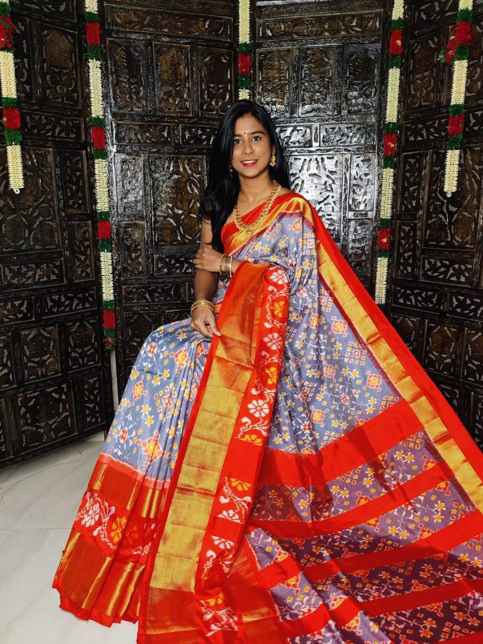 Designer Ikkat Silk Saree | Authentic Pochampally Pattu