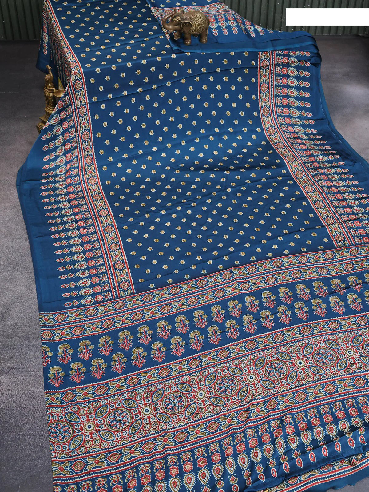 Morpich Ajrakh Modal Silk Saree