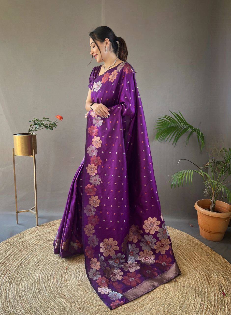 Purple Organic Banarasi Saree – Elegant Wedding Edition