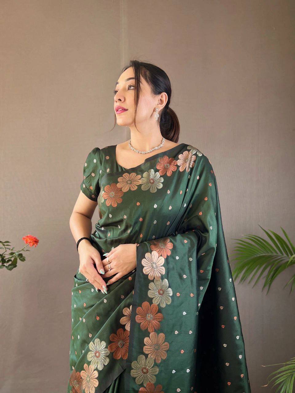 Green Organic Banarasi Saree – Elegant Wedding Edition