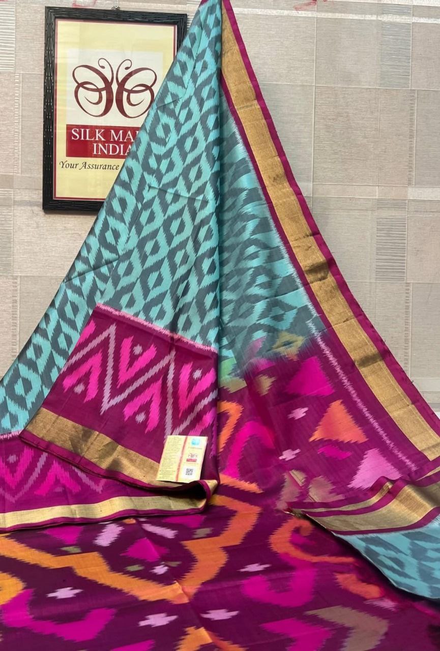 Designer Ikkat Silk Saree | Authentic Pochampally Pattu